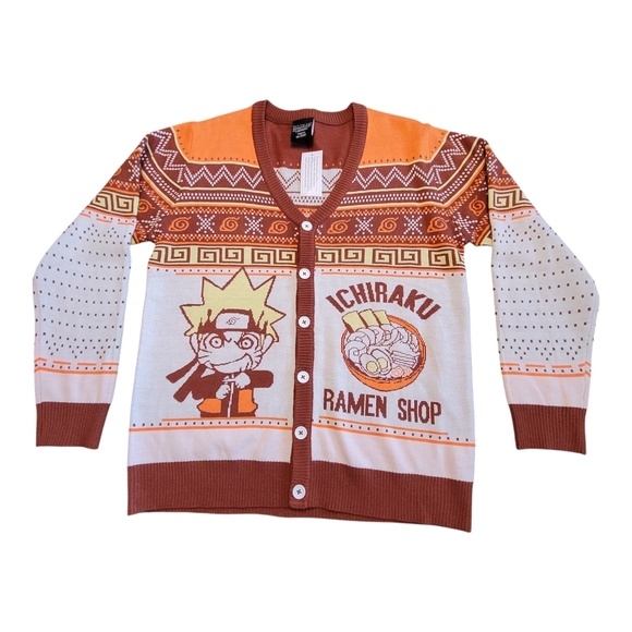 NEW Naruto Shippuden Men's Ichiraku Ramen Shop Ugly Christmas Sweater Cardigan M - Picture 12 of 16